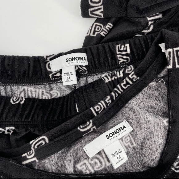 Sonoma Womens 2-Piece Pajama Set Black “Love Peace Naps” Soft Cozy M - Picture 6 of 6